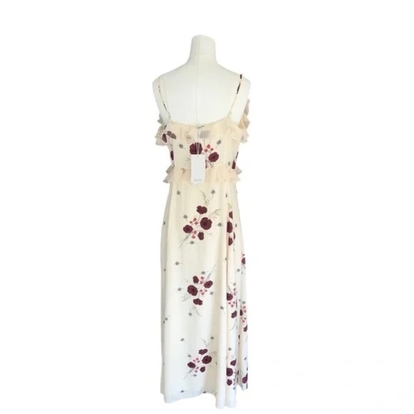 JOIE NWT Joie Cassiel Floral 100% Silk Ruffle Maxi Dress in Size 10 - Picture 4 of 10
